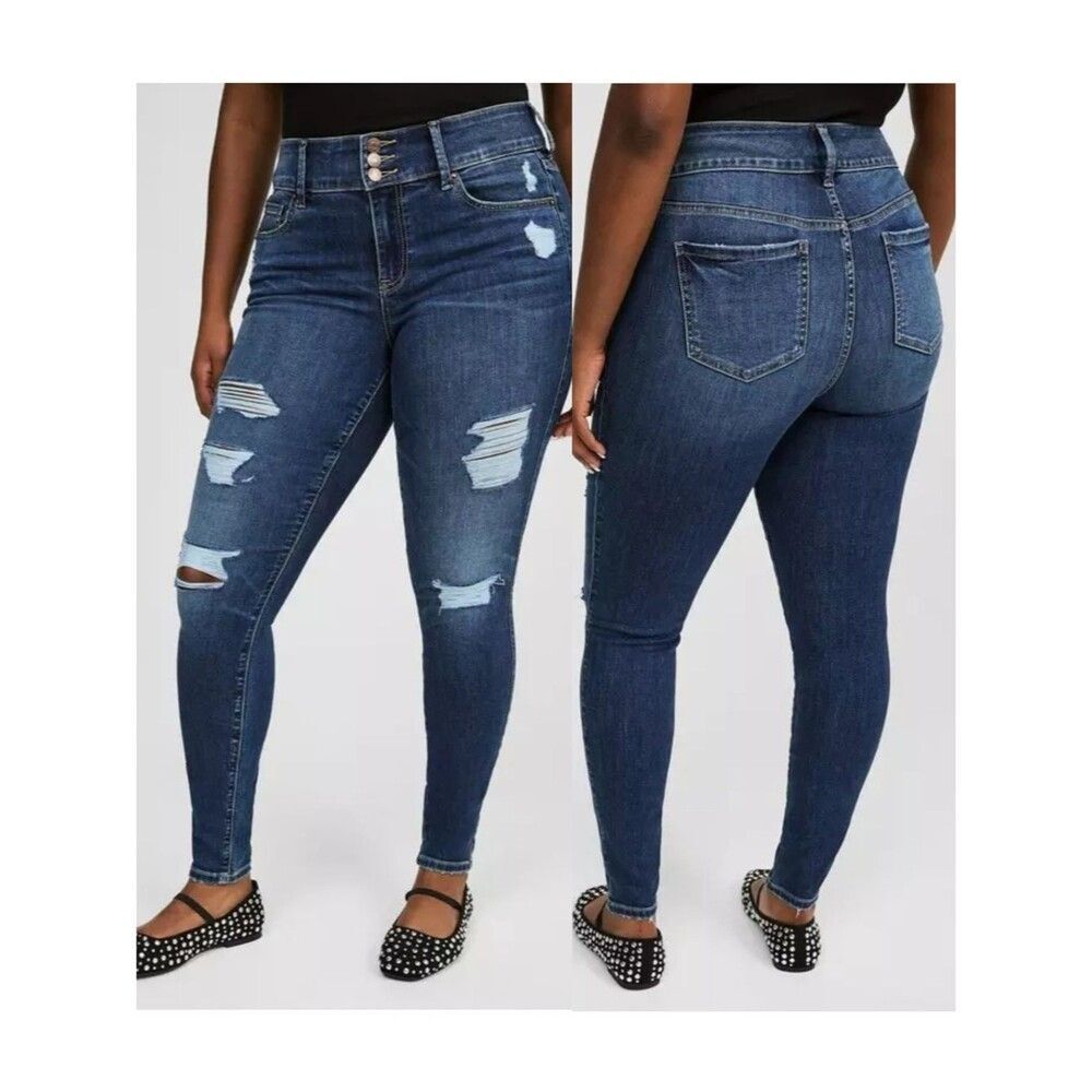 NWT Torrid 14 High-Rise Distressed Skinny Jeggings 3966-